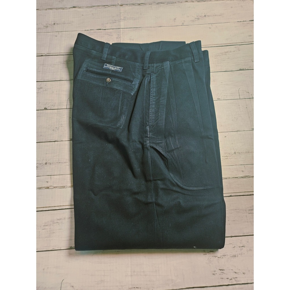Polo Ralph Lauren Andrew Pant Mens 35x30 Navy Blue Pleated Chino Cotton Trousers